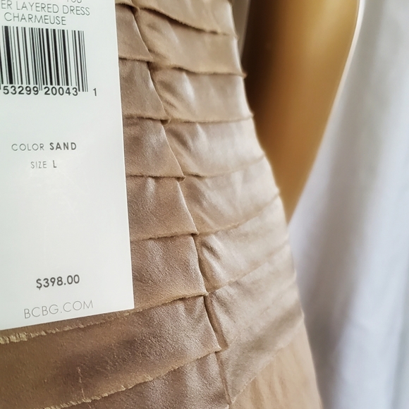 BCBG MAXAZRIA HLTER SILK CHIFFON LAYERED DRESS - Picture 8 of 8